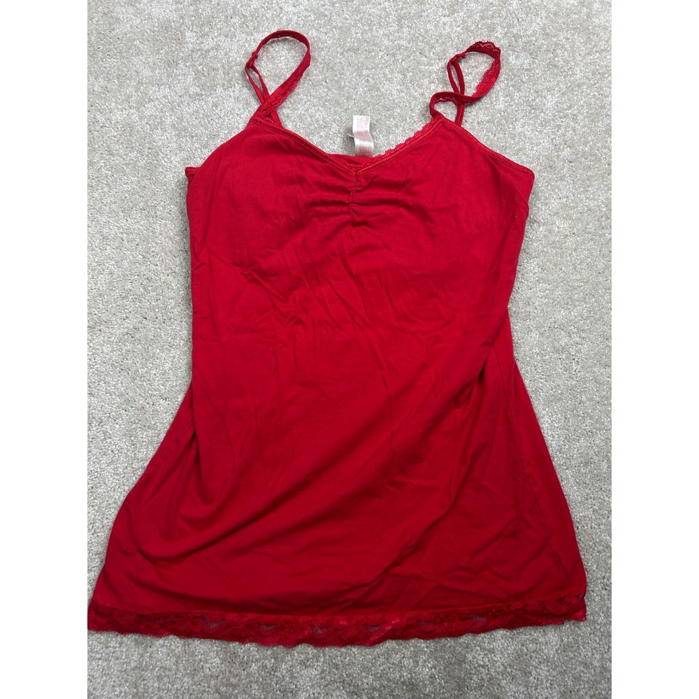 No Boundaries Lace Trim Camisole XL Red Shelf Bra Adjustable Coquette Y2K Indie